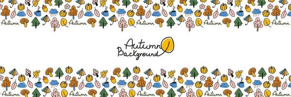 Autumn doodle background frame border vector illustration