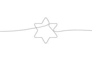 Star of David one continuous line banner vector illustration