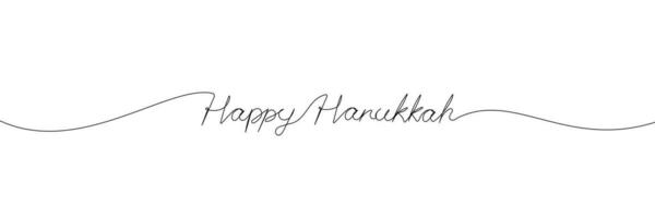 Happy Hanukkah one continuous line lettering vector illustration