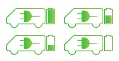 Electric car charging icons set. Different level of charge of the car. Suitable for application or presentation vector