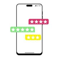 Rate the concept. Phone with different rating stars vector