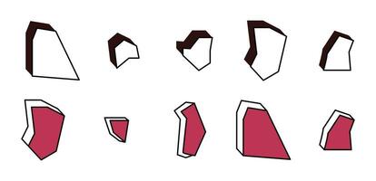 Various stones in different styles. Vector objects