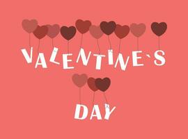 composición romántica de fondo del día de san valentín con texto y globos vector
