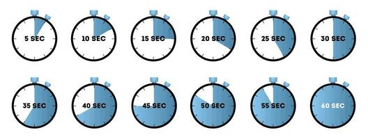 Horizontal set of analog clock icon vector