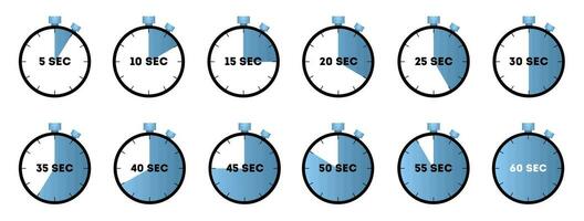 Horizontal set of analog clock icon vector