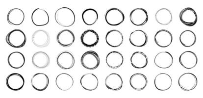 Set of different hand drawn circles in simple style vector