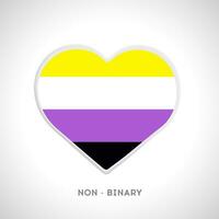 Heart with pride flag colors. Non binary flag vector