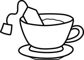 a cup of warm tea with leaves and teabags vector