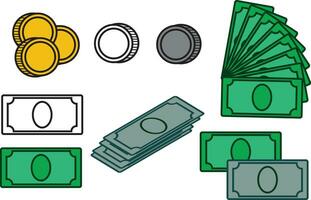 set of money pack vector