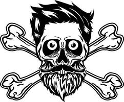 Skulls with Hipster hair, mustache and beards. vector