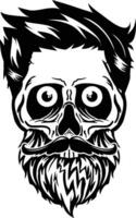 Skulls with Hipster hair, mustache and beards. vector