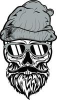 Skulls with Hipster hair, mustache and beards. vector