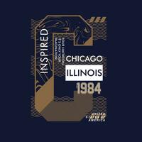 chicago illinois lettering graphic vector illustration in vintage style for t shirt and other print production.