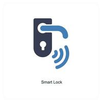 smart lock and door icon concept vector