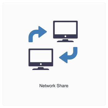 network share and folder icon concept vector