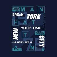 Manhattan texto marco, gráfico t camisa diseño, tipografía vector, ilustración, casual estilo vector