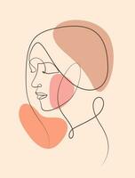 woman face calligraphy line art and boho decorative vector illustration