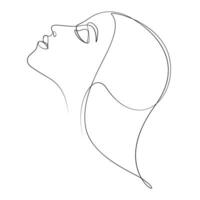 woman face eye closed beauty feminine calligraphy one line vector illustration