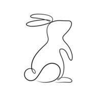 one line drawing of rabbit calligraphy style vector illustration