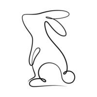 one line drawing of rabbit calligraphy style vector illustration