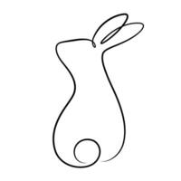 continuous line drawing of bunny calligraphy style vector illustration