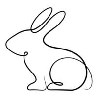 rabbit continuous line drawing calligraph line style vector
