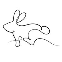 rabbit continuous line drawing calligraph line style vector