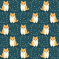 Cute seamless pattern background with funny cats in cartoon style vector