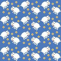 Colorful cute sheep seamless pattern isolated on blue background vector