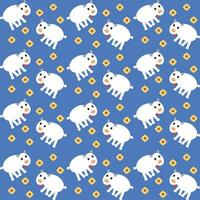 Colorful cute sheep seamless pattern isolated on blue background vector