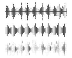 Sound wave of music voice and radio. Frequency waveform line. Abstract graphic equalizer illustration. Vector digital pattern.