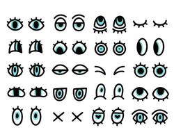 Eyes doodle set. Collection of hand drawn funny eyes. Vector illustration isolated on a white background