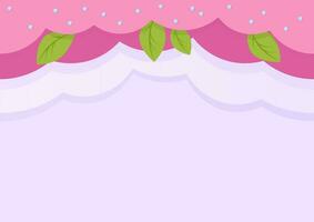 Pink and purple sweet seamless border with mint leaves on delicate purple background vector