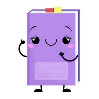 Purple textbook kawaii cute character vector