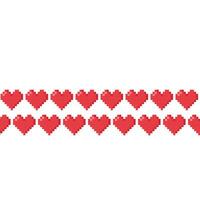Striped seamless pattern of red pixel hearts vector