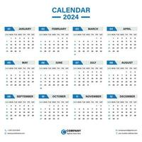 calendar 2024 week start Monday corporate set design template vector file