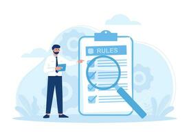 Evaluation of company regulations concept flat illustration vector