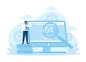 A man looking for 404 error page not found concept flat illustration vector