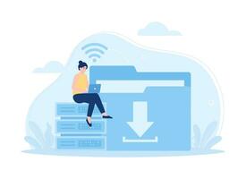 A woman website hosting concept flat illustration vector