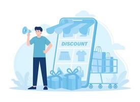 Retail big day sale and giveaway concept flat illustration vector