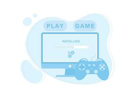 Installing game software concept flat illustration. vector