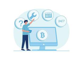 regarding bitcoin business concept flat illustration vector