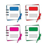Abstract Vector Blank Book or Copy With Pen Colorful Icon Design Template