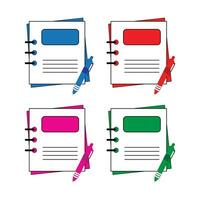 Abstract Vector Blank Book or Copy With Pen Colorful Icon Design Template