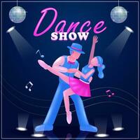 Dance show, dance performance with couple with shimmering stage lights 3d vector. suitable for banner, flyer, invitation, brochure, poster or greeting card design template vector