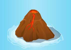 isometric of a volcano erupting vector