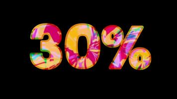 30 percent in text animation with abstract colorful video