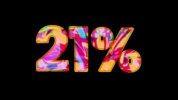 21 percent in text animation with abstract colorful video