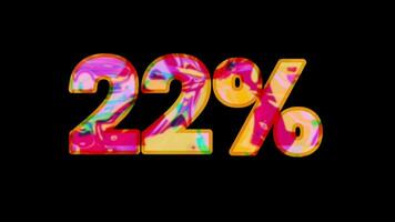 22 percent in text animation with abstract colorful video