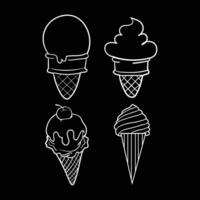 set of 4 ice cream doodles in different styles vector